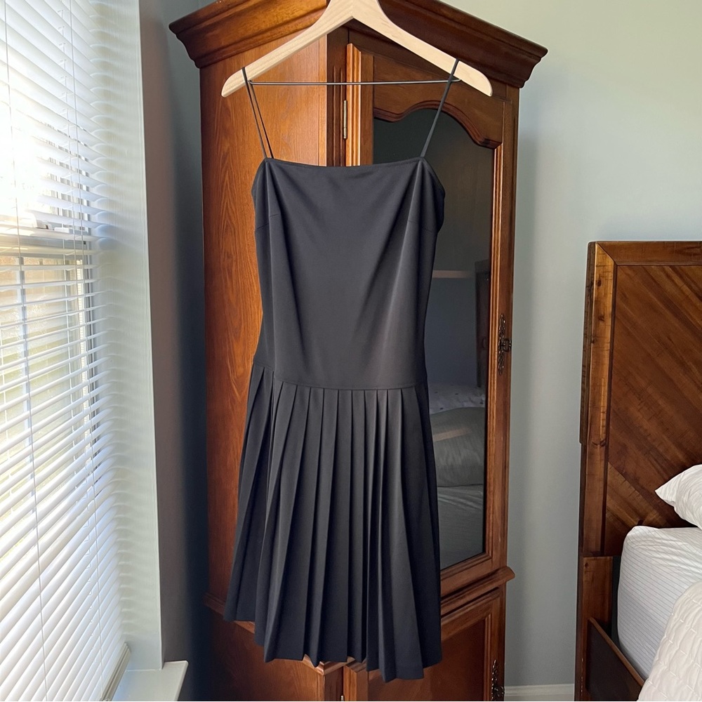 Black Dress with Pleated Skirt